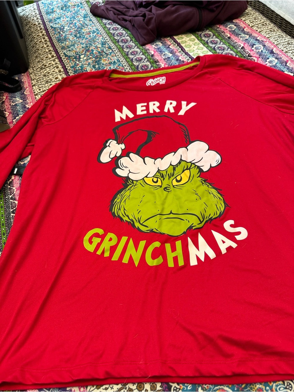 Merry Grinchmas Red Holiday pajama set